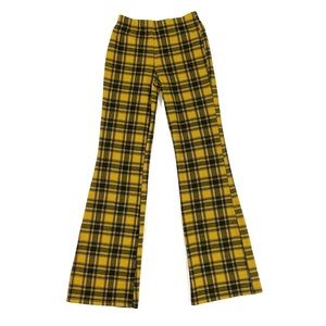 Forever 21 Yellow Plaid Flare Leg Pants